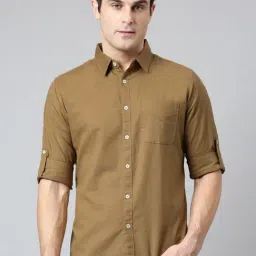 Dennis Lingo Brown Cotton Slim Fit Shirt-image-33