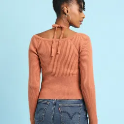 Forever 21 Peach Cotton Regular Fit Top image 2