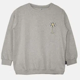 Kiddopanti Kids Grey & Navy Embellished Full Sleeves Sweatshirt Set image 2