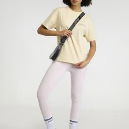 CAVA Women Cream Serve Side Oversized Printed Cotton-Spandex Tee image 5