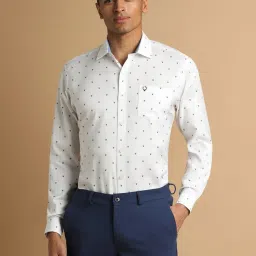 Allen Solly White Cotton Slim Fit Printed Shirt image 1