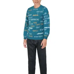 Allen Solly Junior Teal Blue Printed Full Sleeves Sweatshirt image 4