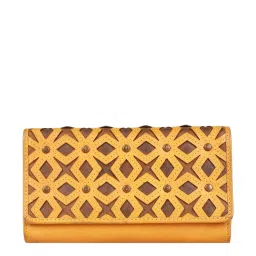 KOMPANERO Lilly Yellow Textured Tri-Fold Wallet for Women image 1