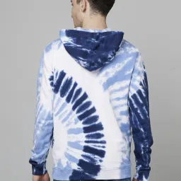 celio celio* Light Blue Cotton Regular Fit Tie-Dye Hooded Sweatshirt image 2