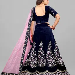APNISHA Blue Embroidered Semi Stitched Lehenga Choli Set With Dupatta image 2