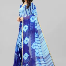 APNISHA Blue Printed Saree With Unstitched Blouse image 2