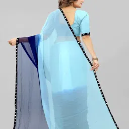 APNISHA Blue Printed Saree With Unstitched Blouse image 2