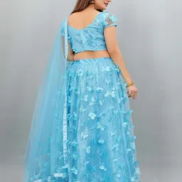 APNISHA Blue Embroidered Semi Stitched Lehenga Choli Set With Dupatta image 2
