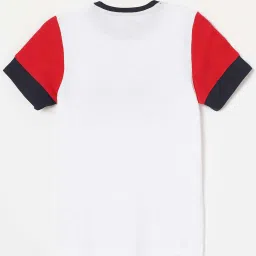 Fame Forever by Lifestyle Kids White & Red Cotton Color Block T-Shirt image 2