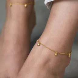 Shaya 925 Silver You and Your Untimely Yawns Anklets (Pair) in Gold-Plating image 1