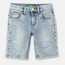 United Colors of Benetton Kids Blue Distressed Shorts image 1