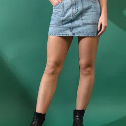 Tales & Stories Light Blue Mini Skirt image 1