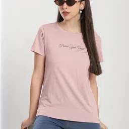 R&B Women Typography Printed Round Neck Short Sleeve T-shirt-picture-34