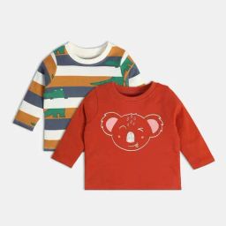 MINIKLUB Boys Brown & Rust Red Printed Full Sleeves T-Shirt-picture-11