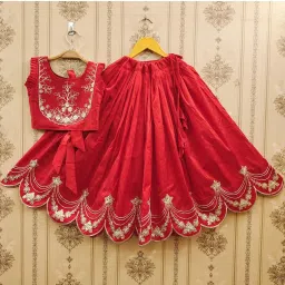 Jovk Design Girls Red Silk Embroidered Lehenga Choli image 1