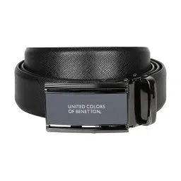 United Colors Of Benetton Black Lugano Textured Leather Casual Belt For Men image 1