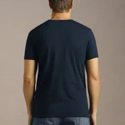 Louis Philippe Navy Cotton Slim Fit Graphic Print T-Shirt image 2