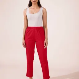 Go Colors! Maroon Cotton Mid Rise Pencil Pants image 1