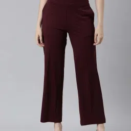 Go Colors! Maroon Mid Rise Flared Pants image 1