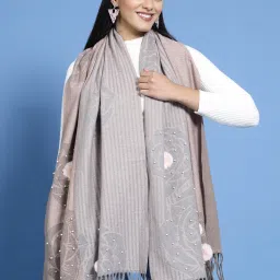 Mafadeny Peach & Blue Embellished Stole image 2