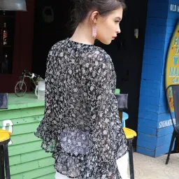Sera Black Floral Print Shrug image 2
