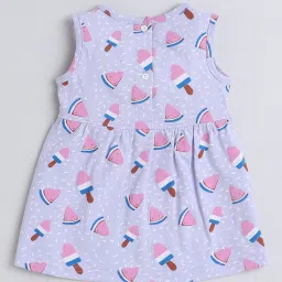 Bumzee Kids Light Purple & Pink Printed Full Sleeves Frock with Shrug image 2