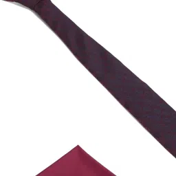 Louis Philippe Maroon Printed Tie and Pocket Square image 2