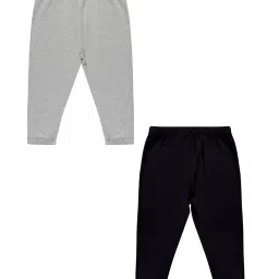 Kiddopanti Kids Black & Grey Melange Solid Leggings (Pack Of 2) image 2