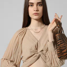 Only Beige Regular Fit Crop Top image 1