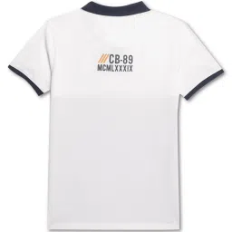 Cantabil Boys White & Navy Color Block Polo T-Shirt image 2