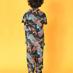 Anthrilo Kids Black Cotton Printed T-Shirt Set image 2