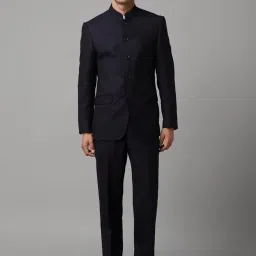 Louis Philippe Navy Regular Fit Texture Two Piece Suit image 1