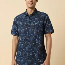 Allen Solly Navy Slim Fit Printed Shirt image 1