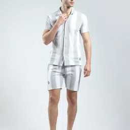 Monte Carlo Grey Cotton Regular Fit Striped Co-Ord Set image 1