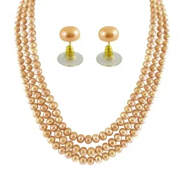 Sri Jagdamba Pearls Golden Alloy Necklace Set image 1