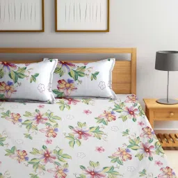 Klotthe Multicolor Cotton Blend 300 TC Double Bed Sheet With 2 Pillow Covers image 2