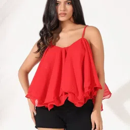 showoffff SHOWOFF Red Solid Sleeveless Top image 2