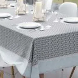 Bianca Classic Clear White/Grey Pvc 6-8 Seater Table Cloth image 2