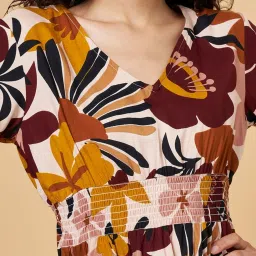 YU by Pantaloons Pink & Brown Printed A-Line Dress image 2