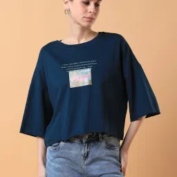 showoffff SHOWOFF Blue Cotton Printed T-Shirt image 2