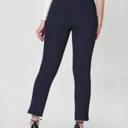 SELVIA Navy Regular Fit Mid Rise Trousers image 2