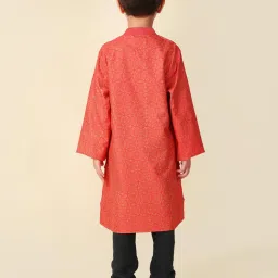 Fabindia Kids Red Printed Full Sleeves Kurta image 2