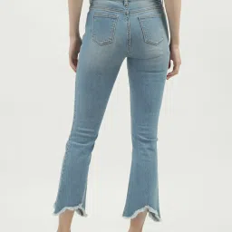 United Colors of Benetton Blue Cotton Distressed Mid Rise Bootcut Jeans image 2