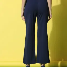 SELVIA Navy Regular Fit Mid Rise Trousers image 2