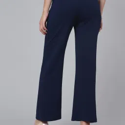 SELVIA Blue Regular Fit Mid Rise Trousers image 2