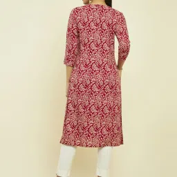 Soch Maroon Printed Straight Kurta image 2