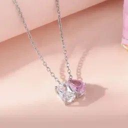 Ornate Jewels 925 Silver Pink American Diamond Toi Et Moi Necklace for Women-image-86
