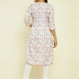 Soch Blush Pink Linen Floral Print Straight Kurta image 2