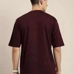 Difference Of Opinion Maroon Cotton Loose Fit Printed T-Shirts image 4