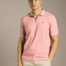 Louis Philippe Pink Cotton Slim Fit T-Shirt-image-49